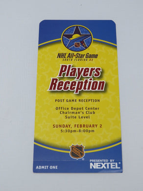 February 2, 2003 NHL All Star Weekend Post Game Reception Invitation Florida