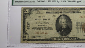 $20 1929 Virginia Minnesota MN National Currency Bank Note Bill #6527 F15 PMG