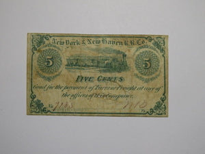 $.05 1860's New Haven Connecticut Obsolete Currency Bank Note Bill New York RR