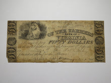 Load image into Gallery viewer, $50 1852 Richmond Virginia Obsolete Currency Bank Note Bill Farmers Bank of VA