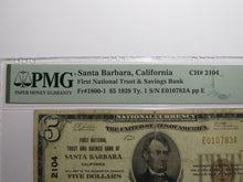 Load image into Gallery viewer, $5 1929 Santa Barbara California National Currency Bank Note Bill #2104 F15 PMG