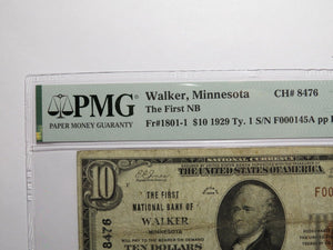 $10 1929 Walker Minnesota MN National Currency Bank Note Bill Ch #8476 VF20 PMG