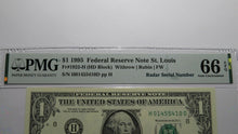 Load image into Gallery viewer, $1 1995 Radar Serial Number Federal Reserve Currency Bank Note Bill PMG UNC66EPQ