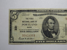 Load image into Gallery viewer, $5 1929 Portland Maine ME National Currency Bank Note Bill Ch. #221 Very Fine