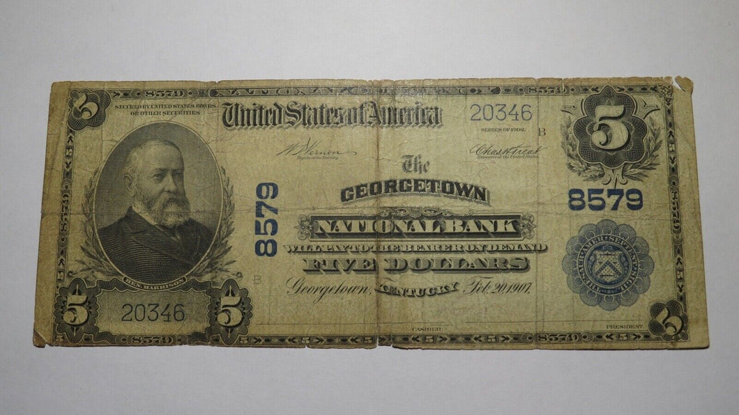 $5 1902 Georgetown Kentucky KY National Currency Bank Note Bill Ch. #8579 RARE