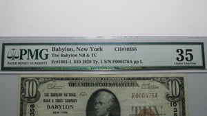 $10 1929 Babylon New York NY National Currency Bank Note Bill Ch #10358 VF35 PMG