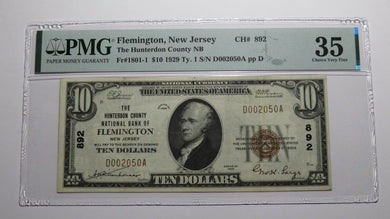 $10 1929 Flemington New Jersey NJ National Currency Bank Note Bill Ch #892 VF35!