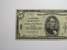 Load image into Gallery viewer, $5 1929 Indianapolis Indiana IN National Currency Bank Note Bill Ch. #869 FINE+