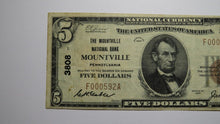 Load image into Gallery viewer, $5 1929 Mountville Pennsylvania PA National Currency Bank Note Bill! Ch #3808 VF