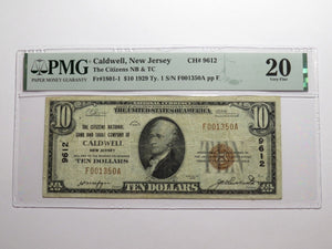 $10 1929 Caldwell New Jersey NJ National Currency Bank Note Bill Ch #9612 VF20