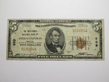 Load image into Gallery viewer, $5 1929 Indianapolis Indiana IN National Currency Bank Note Bill Ch. #869 FINE+