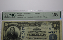 Load image into Gallery viewer, $10 1902 Braggs Oklahoma OK National Currency Bank Note Bill Ch. #10437 VF25 PMG