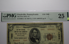 Load image into Gallery viewer, $5 1929 Frackville Pennsylvania PA National Currency Bank Note Bill #7860 VF25