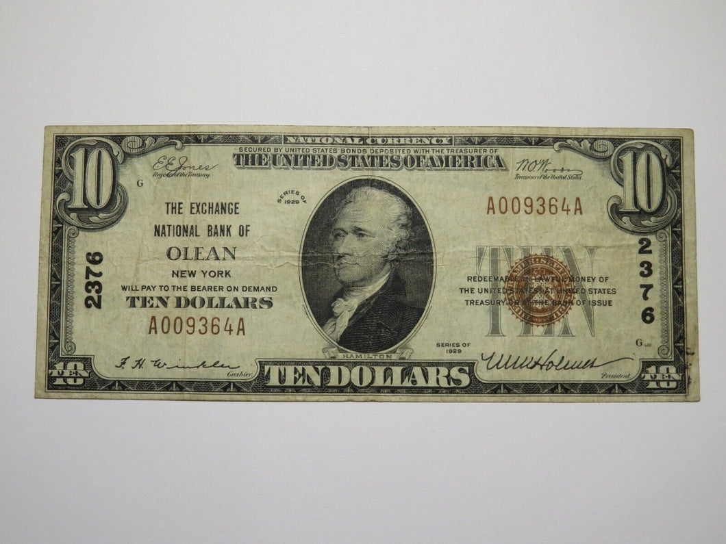 $10 1929 Olean New York NY National Currency Bank Note Bill Charter #2376 FINE+