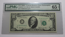 Load image into Gallery viewer, $10 1969-A Federal Reserve Bank Note Bill PMG Graded Gem Uncirculated 65EPQ!