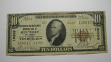 Load image into Gallery viewer, $10 1929 Hennessey Oklahoma OK National Currency Bank Note Bill Ch. #10209 FINE