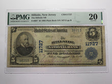 Load image into Gallery viewer, $5 1902 Hillside New Jersey NJ National Currency Bank Note Bill #11727 VF20 PMG