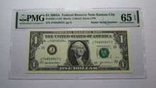 Load image into Gallery viewer, $1 2003 Radar Serial Number Federal Reserve Currency Bank Note Bill PMG UNC65EPQ