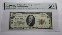 Load image into Gallery viewer, $10 1929 Bridgeton New Jersey NJ National Currency Bank Note Bill #1346 AU50 PMG