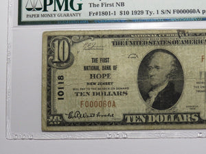 $10 1929 Hope New Jersey NJ National Currency Bank Note Bill Ch. #10118 VF20 PMG