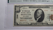 Load image into Gallery viewer, $10 1929 Bridgeton New Jersey NJ National Currency Bank Note Bill #1346 AU50 PMG