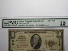 Load image into Gallery viewer, $10 1929 Mount Pleasant Pennsylvania National Currency Bank Note Bill #9198 Mt.