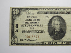 $20 1929 Steubenville Ohio OH National Currency Bank Note Bill Ch. #2160 VF+