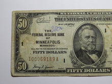 Load image into Gallery viewer, $50 1929 Minneapolis Minnesota National Currency Federal Reserve Bank Note Bill