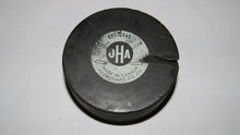 Load image into Gallery viewer, Vintage Milton Continental Flyers Game Used OHA Official Viceroy Hockey Puck