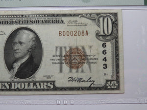 $10 1929 Augusta Kansas KS National Currency Bank Note Bill Ch. #6643 PMG VF30