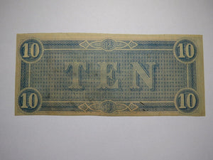 $10 1864 Richmond Virginia VA Confederate Currency Bank Note Bill RARE T68 VF+