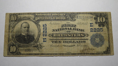 $10 1902 Brewsters New York NY National Currency Bank Note Bill! Ch. #2225 RARE!