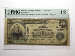 $10 1902 Bonner Springs Kansas KS National Currency Bank Note Bill Ch. #9197 PMG