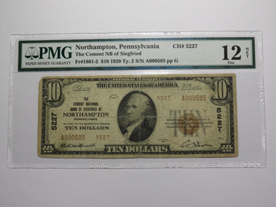 $10 1929 Northampton Pennsylvania National Currency Bank Note Bill Siegfried NB