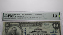 Load image into Gallery viewer, $10 1902 Pine City Minnesota MN National Currency Bank Note Bill #11581 F15 PMG