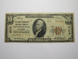 $10 1929 San Francisco California CA National Currency Bank Note Bill Ch. #9174