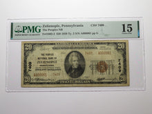 Load image into Gallery viewer, $20 1929 Zelienople Pennsylvania National Currency Bank Note Bill #7409 F15 PMG