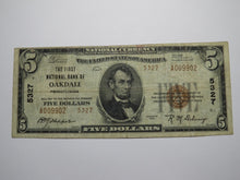 Load image into Gallery viewer, $5 1929 Oakdale Pennsylvania PA National Currency Bank Note Bill Ch. #5327 FINE