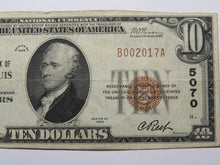 Load image into Gallery viewer, $10 1929 East St. Louis Illinois IL National Currency Bank Note Bill Ch #5070 VF