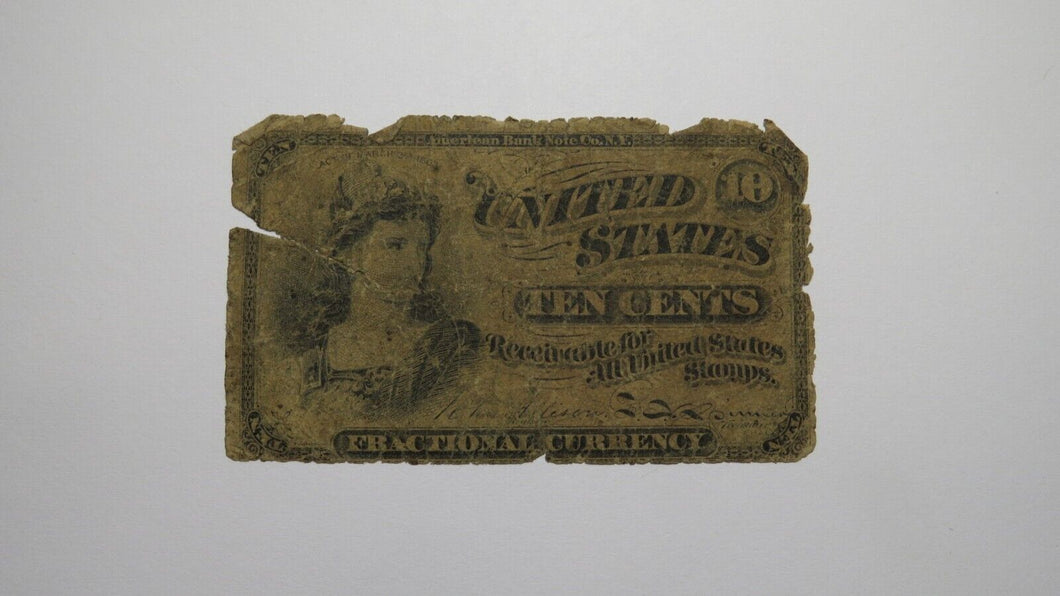 1863 $.10 Fourth Issue Fractional Currency Obsolete Bank Note Bill! 4th AG