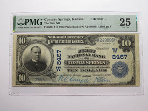 $10 1902 Conway Springs Kansas KS National Currency Bank Note Bill Ch #8467 VF25