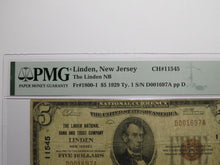 Load image into Gallery viewer, $5 1929 Linden New Jersey NJ National Currency Bank Note Bill Ch #11545 PMG VF20