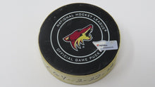 Load image into Gallery viewer, 2017-18 Kevin Connauton Arizona Coyotes Game Used Goal Scored NHL Hockey Puck