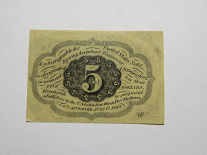 1863 $.05 First Issue Fractional Currency Obsolete Bank Note Bill! 1st Issue XF