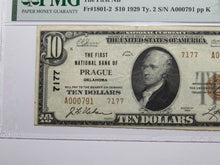 Load image into Gallery viewer, $10 1929 Prague Oklahoma OK National Currency Bank Note Bill Ch #7177 VF30 PMG