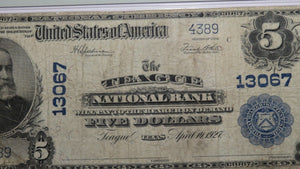 $5 1902 Teague Texas TX National Currency Bank Note Bill Charter #13067 F15 PMG