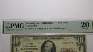 $10 1929 Washington Oklahoma OK National Currency Bank Note Bill #10277 VF20 PMG