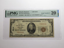 Load image into Gallery viewer, $20 1929 Girard Kansas National Currency Bank Note Bill #3216 PMG VF20 Serial #3