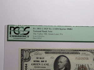 $10 1929 Green Lane Pennsylvania National Currency Bank Note Bill 9084 VF35 PCGS