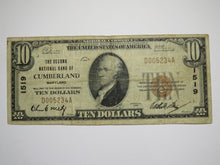 Load image into Gallery viewer, $10 1929 Cumberland Maryland MD National Currency Bank Note Bill Ch. #1519 FINE